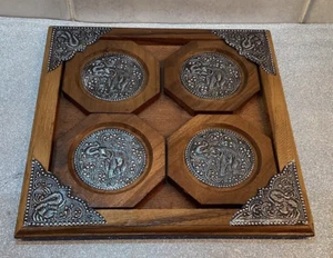 Indian Wood And Metal Candle Holder - Picture 1 of 4