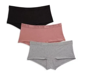 NWT Calvin Klein Motive Cotton Boyshorts Pack of 3 BLUSH BLACK HEATHER GRAY - Picture 1 of 1
