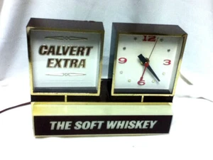 Calvert Barschild Likör Whiskey Vintage beleuchtete Topper Uhr Backbar Licht R1 - Bild 1 von 12