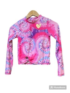 BETSEY JOHNSON Girls Pink Tie Dye Rash Guard Swim Suit Top Size: 12 (L) - Picture 1 of 6