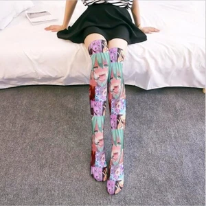 Miku Hatsune Halterlose Elastisch Strümpfe Strumpfhosen Leggings Socks 2paar Set - Bild 1 von 4