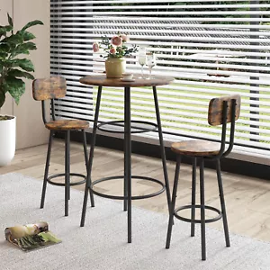 3 Piece Bar Table Set Counter Height Dining Kitchen Pub Table with 2 Bar Stools - Picture 1 of 9