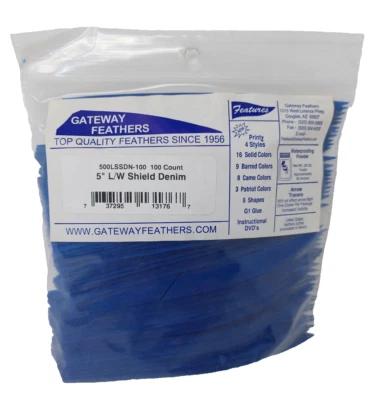 100 Pack Gateway Feathers 5" Left Wing: Shield Denim Blue 500LSSDN-100 - Image 1 of 3