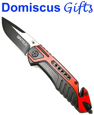 8 1/2" NEW! WARTECH Spring Assisted Red Black Sport POCKET KNIFE Folding Knives  - Image 1 of 4