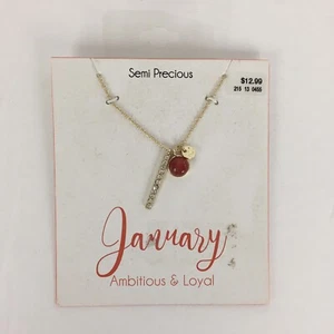 NEW Semi Precious January Birthstone Garnet Gold Necklace - Bild 1 von 2