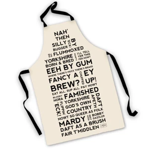 NEW Yorkshire Dialect Cotton Screen Printed Apron Great Gift! Phrases & Sayings - Picture 1 of 4