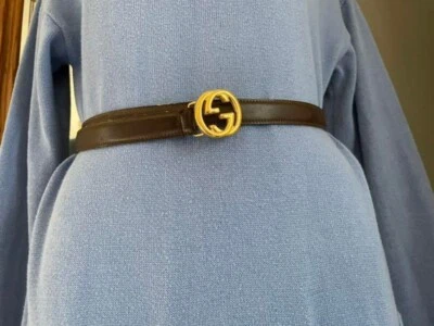 Women's Vintage GUCCI Brown Leather Belt 75/30, No Accessories - Image 1 of 4