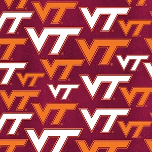 Virginia Tech University Cotton Fabric-Virginia Tech Hokies Letters-1372 - Picture 1 of 1
