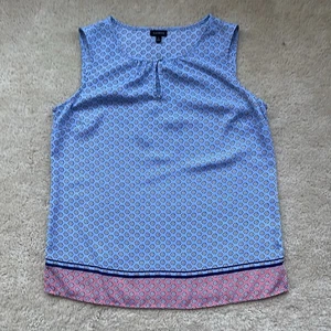 Talbots Women’s Blue Floral Sleeveless Blouse - Size S - EUC - 100% Polyester - Picture 1 of 6