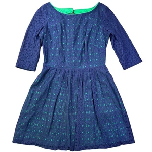 Lilly Pulitzer Alicia Petal Pusher Spitzenkleid dunkelblau gefüttert Kleid Damen 6 - Bild 1 von 12