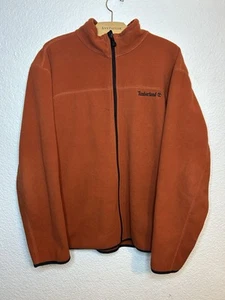 Timberland Fleece Red Orange Full Zip Jacket Mens XL - Picture 1 of 9