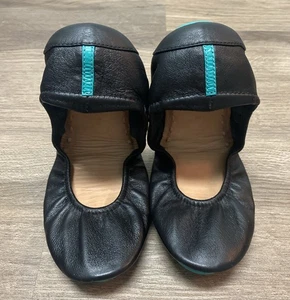 Tieks by Gavrieli Women's 8 Black Leather Ballet Flats Foldable Travel Slip On - Picture 1 of 16