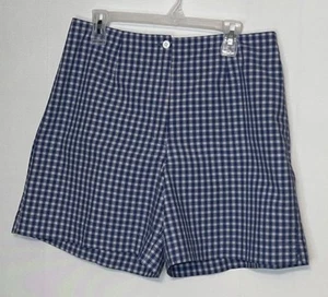 Vintage Ladies LL Bean Shorts Blue White Check Size 14 New WOT - Picture 1 of 6