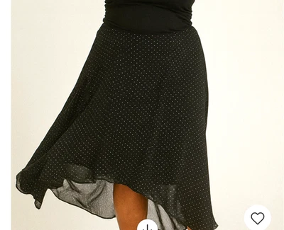 Falda larga para mujer Lauren Ralph Lauren 16W azul marino a lunares 100 % seda en capas” Foto 1 de 4