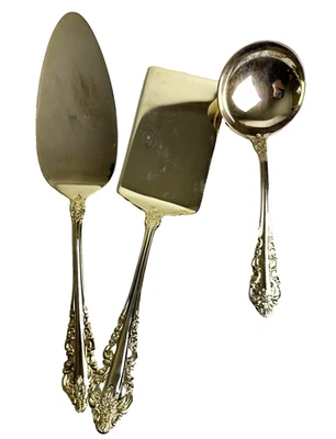 Lote 3 Piezas Wallace ANTIGUO BARROCO Oro Electroplato Servir Piezas A KC Foto 1 de 4