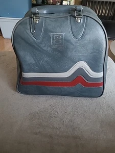 Vintage Leather Looking Blue Brunswick Bowling Ball Bag - Picture 1 of 11