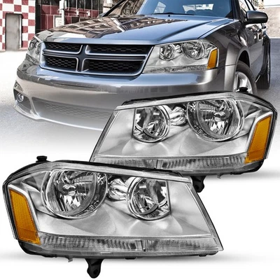 Juego de pares de faros cromados diestro+derecho para Dodge Avenger SXT SE 2008-2014  Foto 1 de 4