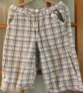 Southpole Short Boys 20 White Gray Silver Plaid Baggy Skater Skateboarding Y2K - Picture 1 of 4