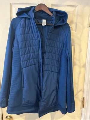 Женская куртка с капюшоном Tek Gear размер L синяя на молнии с длинным рукавом легкая - Изображение 1 из 4