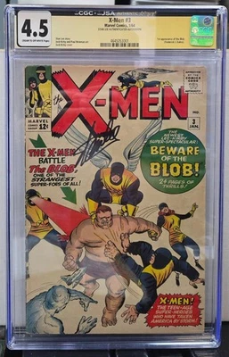 CGC SS 4.5 X-MEN# 3  1964 SIGNED by STAN LEE  YELLOW LABEL 1st APP. of the BLOB! - Image 1 of 4