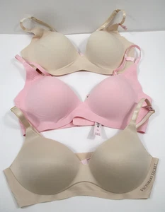 -Neu Victoria's Secret 3er Set Body Wing BHs ohne Bügel pink/beige/nude Größe M - Bild 1 von 6