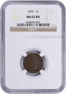 1872 Indian Cent Snow-1 MS62BN NGC - Picture 1 of 2