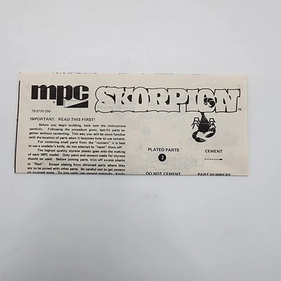 MPC 1/20 Skorpion Street Machine #1-0720 Parts Instructions Directions - Image 1 of 2