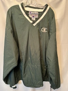 Vintage 90s Champion 2XL Jacke Grün Nylon Windbreaker Pullover Kordelzug - Bild 1 von 10