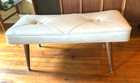 Vintage Mid-Century Modern retro mcm Peg Leg Footstool Ottoman bench vinyl stool