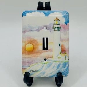 GE Light Switch Plate Cover Single Toggle Painted Steel Nautical Watercolor NEW - Picture 1 of 2