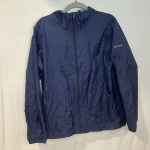 Columbia giacca antipioggia uomo full zip cappuccio blu navy taglia large - Foto 1 di 7