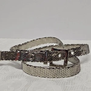 Cinturón de cadena de malla flexible de metal plateado vintage para mujer 32 club fiesta - Imagen 1 de 8