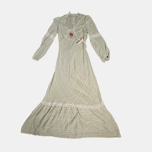 Vintage 70er Spitzenbesatz Prärie Bauern Maxikleid California XS Boho Hippie Neu mit Etikett - Bild 1 von 10