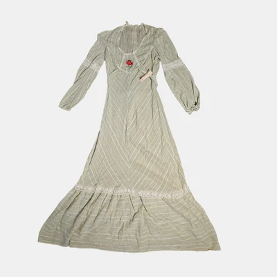 Vintage 70s Lace Trim Prairie Peasant Maxi Dress California XS Boho Hippie NWT - Image 1 of 4