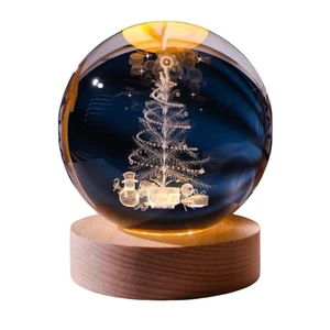 Etched Glass Ball With Christmas Images - USB Operated - Picture 1 of 1