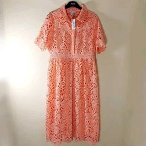 Wallis, Coral Summer Dress, Size 16 Petite, Embroidery Detail, New with Tags - Picture 1 of 11