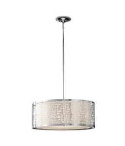 "Charterbury Park" Bright Chrome Ceiling Light With Patterned Shade - Picture 1 of 1