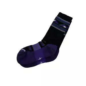 SmartWool Hiking Crew Socks Kids Purple Black Comfort Cushion Cozy Warm Winter - Picture 1 of 5