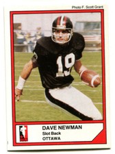 1984 Jogo CFL Dave Newman Card #38 Ottawa Rough Riders Missouri