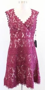 NWT Adrianna Papell Black Cherry Red Lace Fit and Flare Cocktail Party Dress 6 - Picture 1 of 9