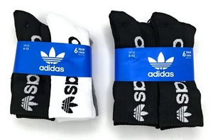 adidas Originals Men's Trefoil Crew 6 Pairs Socks Running Athletic Size 6-12 - Picture 1 of 10