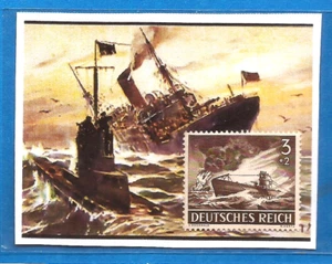 U BOAT 1943 Germania nazista 3° Terzo Reich eroe di guerra sottomarino in azione francobollo MNH - Foto 1 di 1
