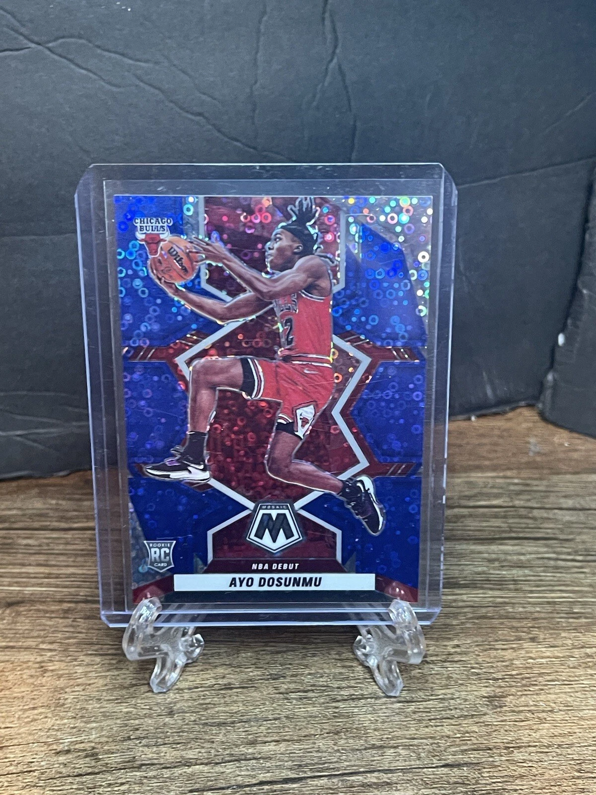Ayo Dosunmu 2021-22 Panini Mosaic Fast Break Blue Prizm RC /85 #279 Chicago