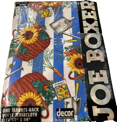 Joe Boxer Vinyl Tablecloth 60"x84" Oval Get To The Root Of It Garden Sunflower - Image 1 of 4