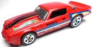 2012 HOT WHEELS '81 CHEVY CAMARO TUSKE RED DIECAST 3" RACE CAR W/ BLUE & WHITE - Picture 1 of 6