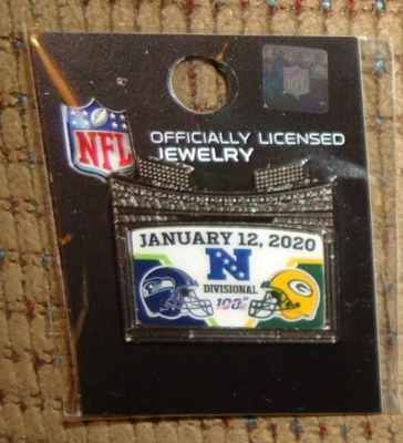 GREEN BAY PACKERS/SEATTLE SEAHAWKS JANUARY 12, 2020 DIVISIONAL PLAYOFF PIN NEW - Image 1 of 3
