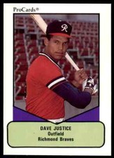 1990 PROCARDS DAVE JUSTICE ROOKIE RICHMOND BRAVES #418