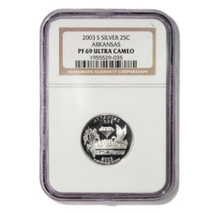 USA Arkansas State Quarter 2003 S Silver Proof NGC PF 69 Ultra Cameo - Picture 1 of 3