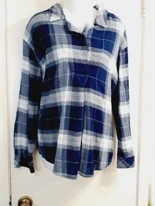 ana a new approach mittelblau karierte Flanellbluse. V Neck Blousy Belly - Bild 1 von 7