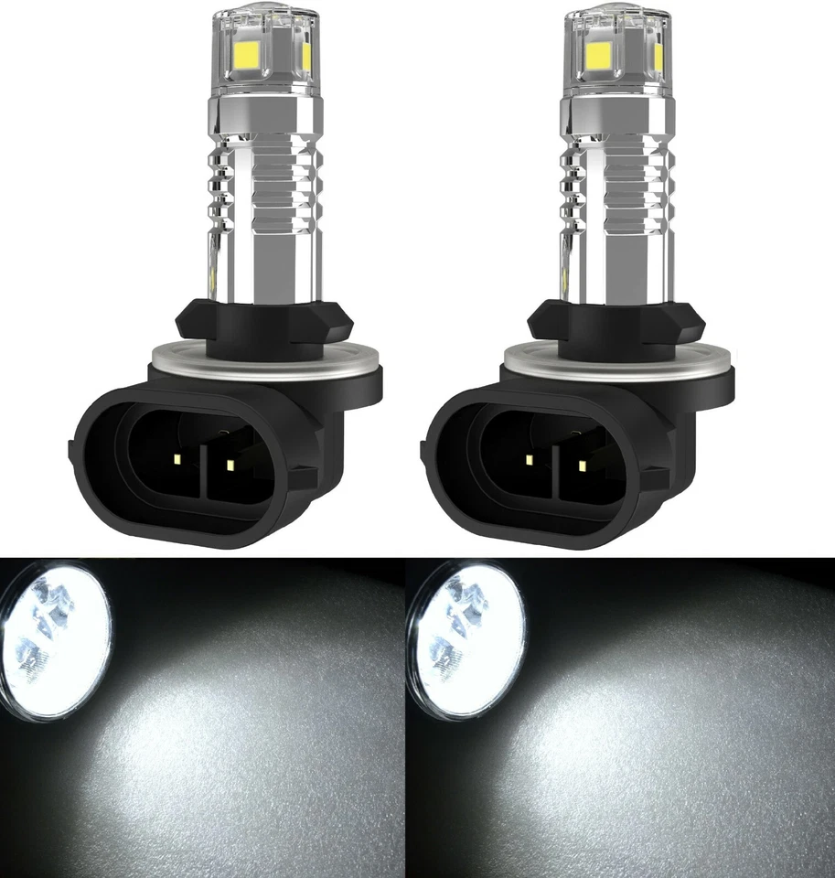 LED 20W 881 H27 White 6000K Two Bulbs Head Light Replacement Lamp Fit Snowmobile - Image 1 of 4